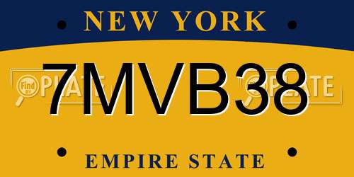 7MVB38 New York License Plate