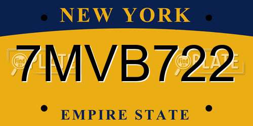 7MVB722 New York License Plate