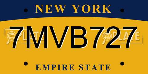 7MVB727 New York License Plate