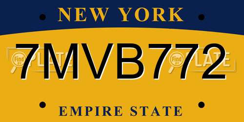 7MVB772 New York License Plate