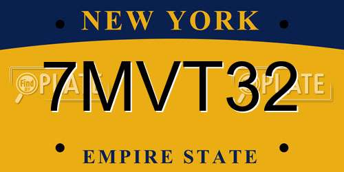 7MVT32 New York License Plate