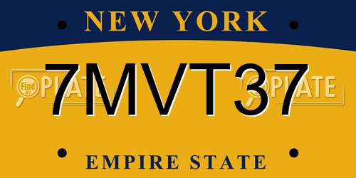 7MVT37 New York License Plate