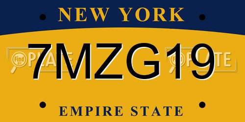 7MZG19 New York License Plate