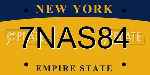 7NAS84 New York License Plate