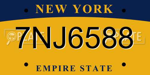 7NJ6588 New York License Plate
