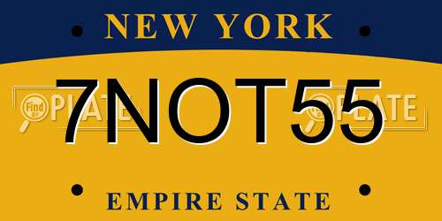 7NOT55 New York License Plate