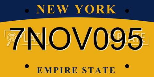 7NOV095 New York License Plate