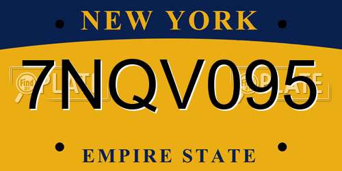 7NQV095 New York License Plate