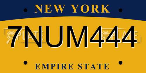 7NUM444 New York License Plate