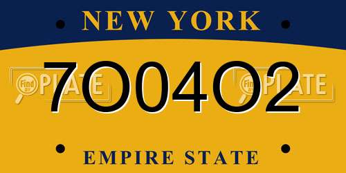 7O04O2 New York License Plate
