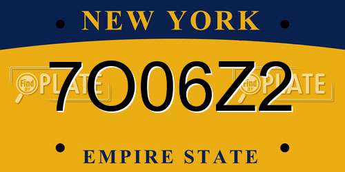 7O06Z2 New York License Plate
