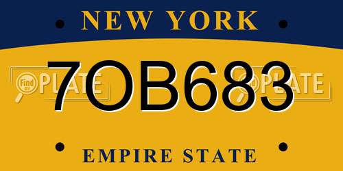 7OB683 New York License Plate