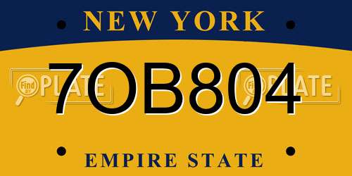 7OB804 New York License Plate