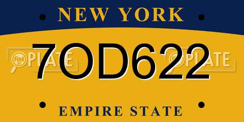 7OD622 New York License Plate