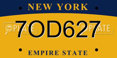 7OD627 New York License Plate