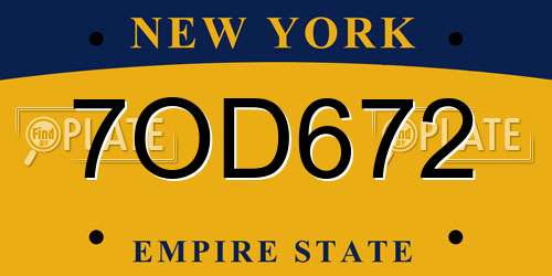 7OD672 New York License Plate