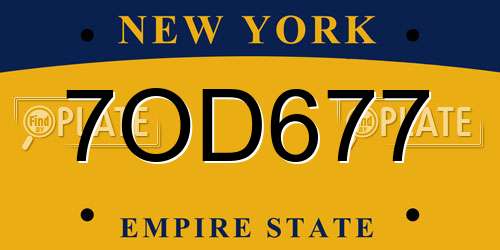 7OD677 New York License Plate