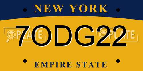 7ODG22 New York License Plate