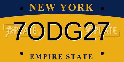 7ODG27 New York License Plate