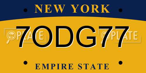 7ODG77 New York License Plate