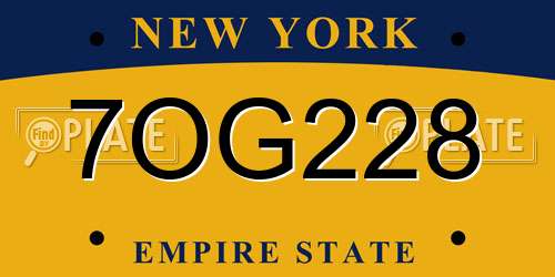 7OG228 New York License Plate