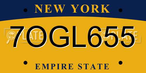 7OGL655 New York License Plate