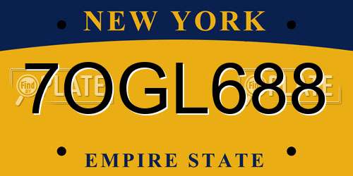 7OGL688 New York License Plate