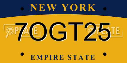 7OGT25 New York License Plate