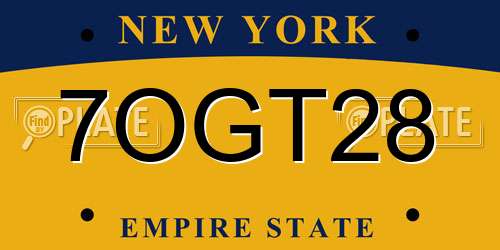 7OGT28 New York License Plate
