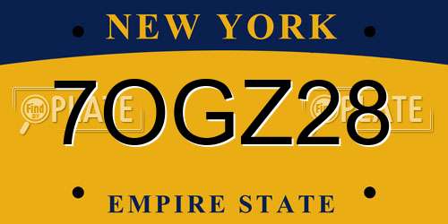 7OGZ28 New York License Plate