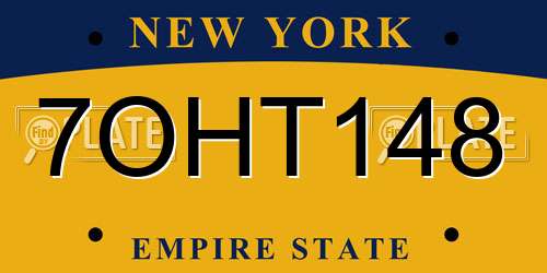 7OHT148 New York License Plate