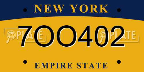 7OO402 New York License Plate