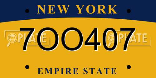 7OO407 New York License Plate
