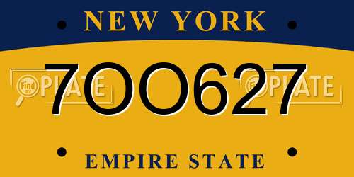 7OO627 New York License Plate