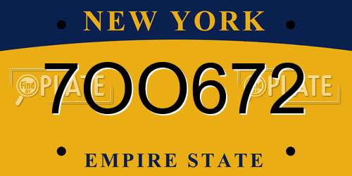 7OO672 New York License Plate