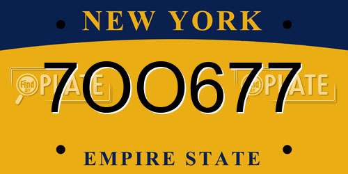 7OO677 New York License Plate