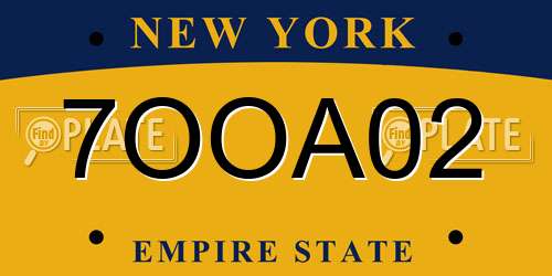 7OOA02 New York License Plate