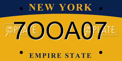 7OOA07 New York License Plate