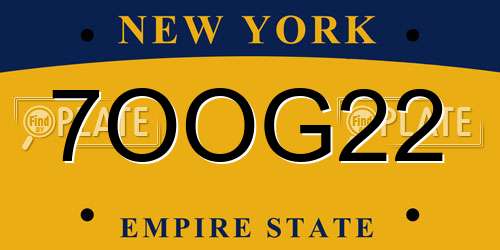 7OOG22 New York License Plate
