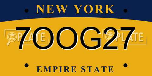7OOG27 New York License Plate