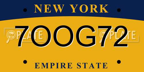 7OOG72 New York License Plate