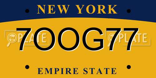 7OOG77 New York License Plate