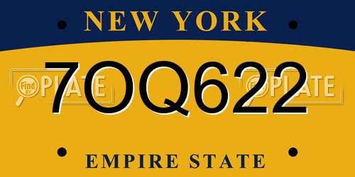 7OQ622 New York License Plate