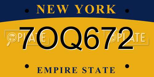 7OQ672 New York License Plate