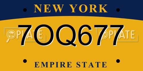 7OQ677 New York License Plate