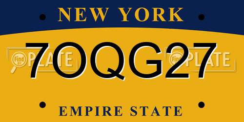 7OQG27 New York License Plate