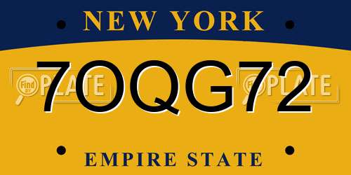 7OQG72 New York License Plate