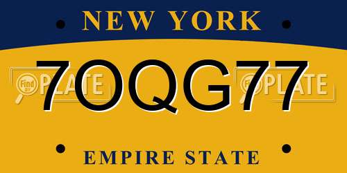 7OQG77 New York License Plate