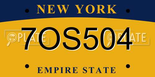 7OS504 New York License Plate
