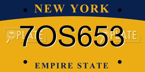 7OS653 New York License Plate